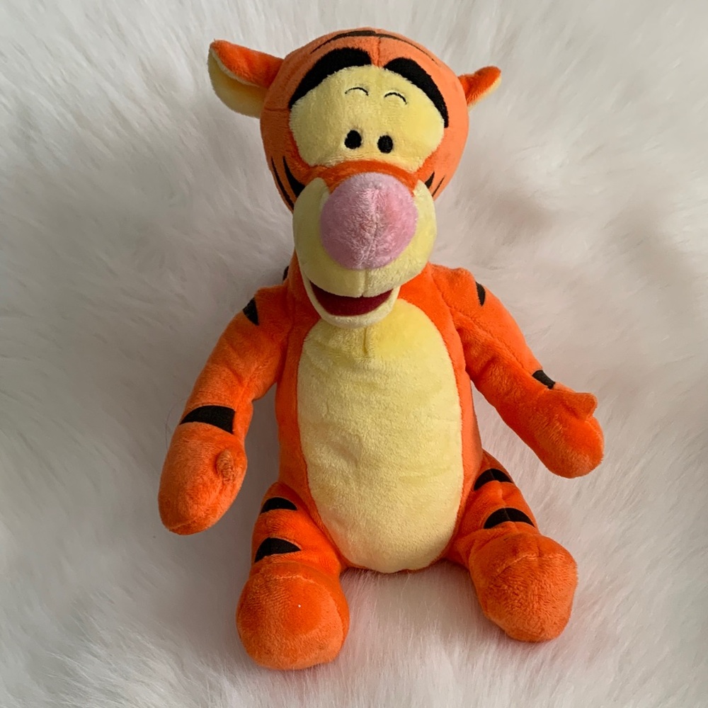 Vibrant Orange and Yellow Tiger Plush 11.5” Tall